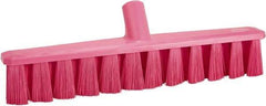 Vikan - 15.25" Fine Particle Polyester Push Broom - 1-7/8" Bristle Length, Plastic Block, European Threaded Handle Connection, Handle Sold Separately - Best Tool & Supply