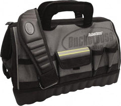 Bucket Boss - 14 Pocket Gray & Black Polyester Tool Bag - 18" Wide x 11" Deep x 13" High - Best Tool & Supply