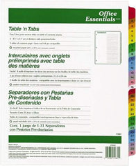 Office Essentials - 11 x 8 1/2" 1 to 31" Label, 31 Tabs, 3-Hole Punched, Preprinted Divider - Multicolor Tabs, White Folder - Best Tool & Supply