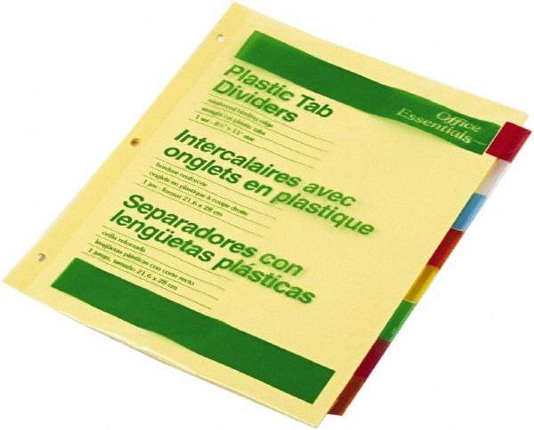 Office Essentials - 11 x 8 1/2" 8 Tabs, 3-Hole Punched, Customizable Divider - Multicolor Tabs, Buff Folder - Best Tool & Supply