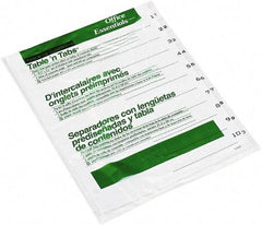 Office Essentials - 11 x 8 1/2" 1 to 10" Label, 10 Tabs, 3-Hole Punched, Preprinted Divider - White - Best Tool & Supply