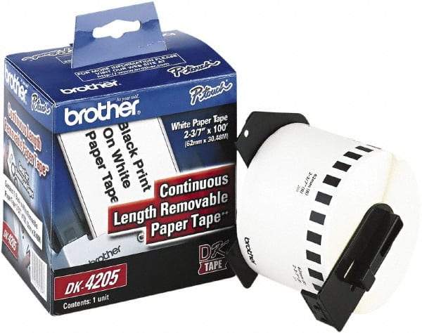 Brother - 2.4" Wide x 1,200" Long, White Paper Label Tape - For Laser/Inkjet Printers - Best Tool & Supply