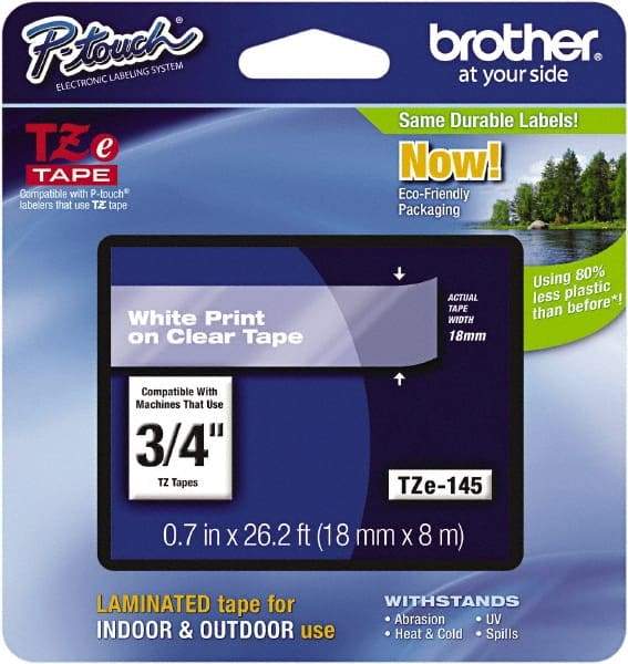 Brother - 3/4" Wide x 314.4" Long, Clear Plastic/Paper Tape Cassette - For Label Maker - Best Tool & Supply