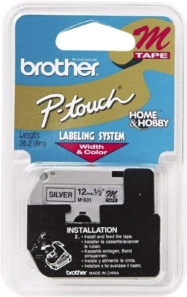 Brother - 1/2" Wide, Silver Tape Cassette - For Label Maker - Best Tool & Supply