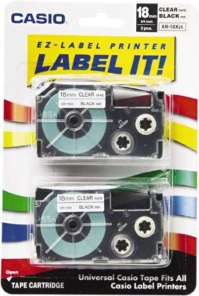 Casio - 312" Long, Clear Tape Cassette - For Label Maker - Best Tool & Supply