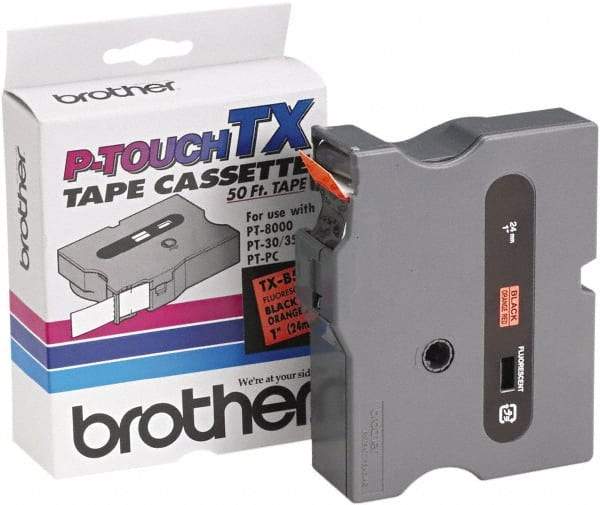 Brother - 1" Wide x 600" Long, Fluorescent Orange Tape Cassette - For Label Maker - Best Tool & Supply