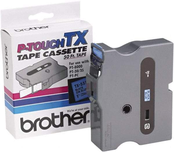 Brother - 1" Wide x 600" Long, Blue Tape Cassette - For Label Maker - Best Tool & Supply