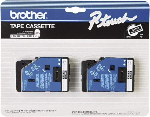 Brother - 3/8" Wide x 300" Long, Black Tape Cassette - For Label Maker - Best Tool & Supply