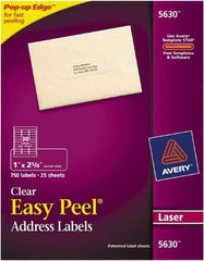 AVERY - 1" Wide x 2-5/8" Long, Clear Paper Shipping Label - For Laser Printers - Best Tool & Supply