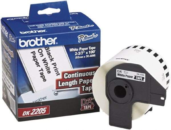 Brother - 2.4" Wide x 1,200" Long, White Paper Label Tape - For PC Label Printers - Best Tool & Supply