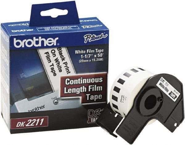 Brother - 1-3/32" Wide x 600" Long, White Film Label Tape - For PC Label Printers - Best Tool & Supply