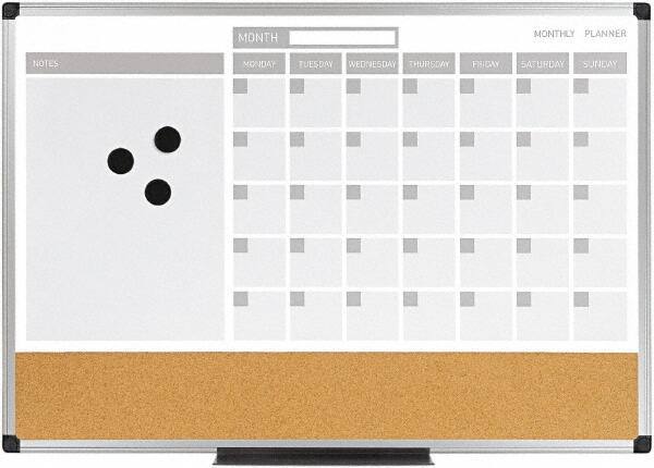 MasterVision - 18" High x 24" Wide Combination, Bulletin/Magnetic Dry Erase Calendar - Steel - Best Tool & Supply