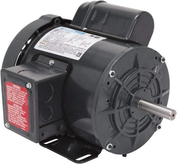 Leeson - 3/4 Max hp, 1,800 Max RPM, Capacitor Start Electric AC DC Motor - 115-208/230 V Input, Single Phase, 56 Frame, Rigid Base Mount, TEFC Enclosure - Best Tool & Supply