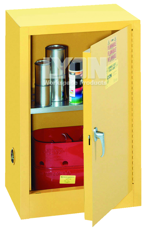 Compact Storage Cabinet - #5473 - 23-1/4 x 18 x 35" - 12 Gallon - w/one shelf, 1-door manual close - Yellow Only - Best Tool & Supply