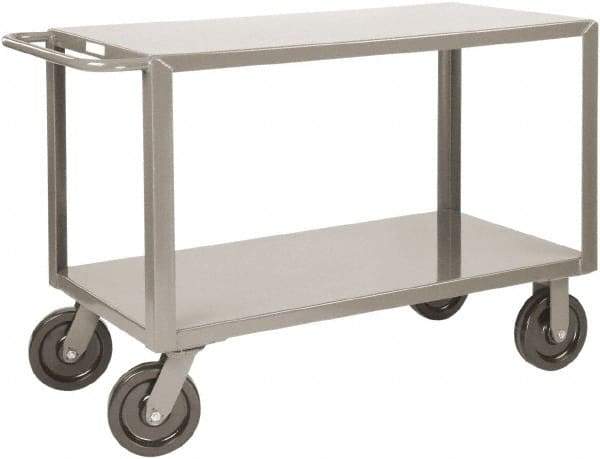 Little Giant - 5,000 Lb Capacity, 36" Wide x 77-1/2" Long x 36" High Heavy Duty Service Cart - 2 Shelf, Steel, 2 Rigid/2 Swivel Casters - Best Tool & Supply