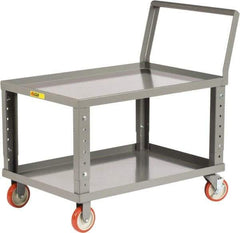 Little Giant - 1,200 Lb Capacity, 24" Wide x 39" Long x 37-1/2" High Heavy Duty Service Cart - 2 Shelf, Steel, 2 Rigid/2 Swivel Casters - Best Tool & Supply