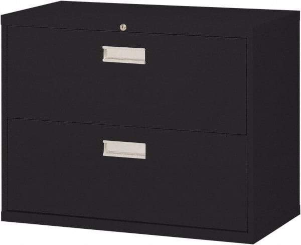 Sandusky Atlantic - 36" Wide x 28-3/8" High x 19-1/4" Deep, 2 Drawer Lateral File with Lock - Steel, Black - Best Tool & Supply