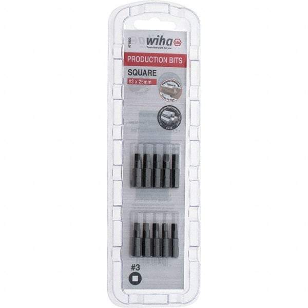 Wiha - 1/4" Drive, #3 Square Screwdriver Bit - 1" OAL - Best Tool & Supply