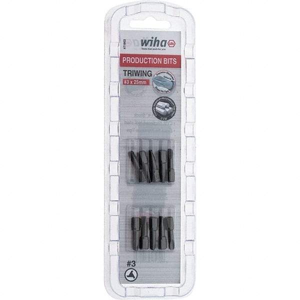 Wiha - 1/4" Drive, #3 Tri-Wing Screwdriver Bit - 1" OAL - Best Tool & Supply