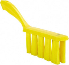 Vikan - 3.9" Bristle Length, Polyester Cleaning & Finishing Brush - 3" Long x 6-1/2" Wide Head, 13" OAL, Easy Grip Handle, Yellow, Polypropylene Block - Best Tool & Supply