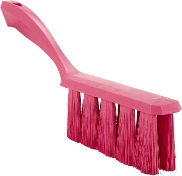 Vikan - 3.9" Bristle Length, Polyester Cleaning & Finishing Brush - 3" Long x 6-1/2" Wide Head, 13" OAL, Easy Grip Handle, Pink, Polypropylene Block - Best Tool & Supply