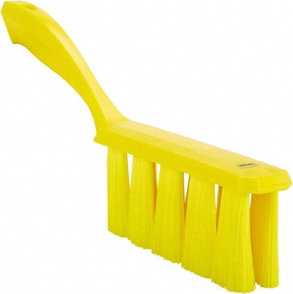 Vikan - 3.9" Bristle Length, Polyester Cleaning & Finishing Brush - 3" Long x 1-1/2" Wide Head, 13" OAL, Easy Grip Handle, Yellow, Polypropylene Block - Best Tool & Supply