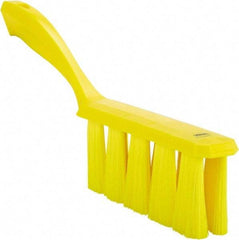 Vikan - 3.9" Bristle Length, Polyester Cleaning & Finishing Brush - 3" Long x 1-1/2" Wide Head, 13" OAL, Easy Grip Handle, Yellow, Polypropylene Block - Best Tool & Supply