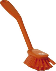 Vikan - 2.4" Bristle Length, Polyester Cleaning & Finishing Brush - 2-1/2" Long x 2.4" Wide Head, 10.8" OAL, Easy Grip Handle, Orange, Polypropylene Block - Best Tool & Supply