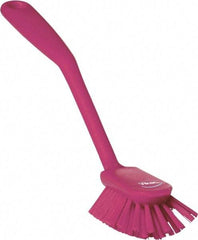 Vikan - 2.4" Bristle Length, Polyester Cleaning & Finishing Brush - 2-1/2" Long x 2.4" Wide Head, 10.8" OAL, Easy Grip Handle, Pink, Polypropylene Block - Best Tool & Supply