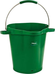 Vikan - 5 Gal, 18" High, Polypropylene Round Green Single Pail with Pour Spout - Handle Included, 15.4mm Top Length x 18.9" Top Width x 18.9" Top Diam - Best Tool & Supply