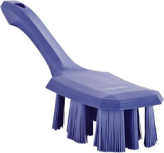 Vikan - 2-3/4" Bristle Length, Polyester Scrub Brush - 8" Long x 2-7/8" Wide Head, 10" OAL, Short Handle, Purple, Polypropylene Block - Best Tool & Supply