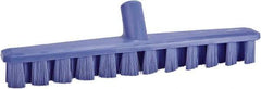 Vikan - 1-7/8" Bristle Length, Polyester Deck Scrub Brush - 1-7/8" Wide Head, 15-1/4" OAL, European Threaded Handle, Purple, Polypropylene Block - Best Tool & Supply