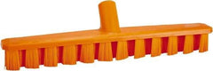 Vikan - 1-7/8" Bristle Length, Polyester Deck Scrub Brush - 1-7/8" Wide Head, 15-1/4" OAL, European Threaded Handle, Orange, Polypropylene Block - Best Tool & Supply