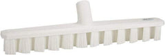 Vikan - 1-7/8" Bristle Length, Polyester Deck Scrub Brush - 1-7/8" Wide Head, 15-1/4" OAL, European Threaded Handle, White, Polypropylene Block - Best Tool & Supply