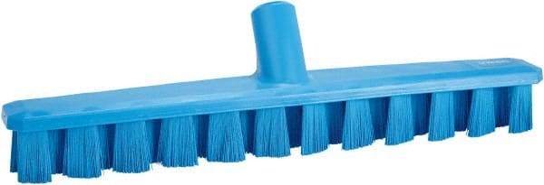 Vikan - 1-7/8" Bristle Length, Polyester Deck Scrub Brush - 1-7/8" Wide Head, 15-1/4" OAL, European Threaded Handle, Blue, Polypropylene Block - Best Tool & Supply