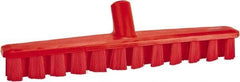 Vikan - 1-7/8" Bristle Length, Polyester Deck Scrub Brush - 1-7/8" Wide Head, 15-1/4" OAL, European Threaded Handle, Red, Polypropylene Block - Best Tool & Supply