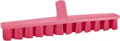 Vikan - 1-7/8" Bristle Length, Polyester Deck Scrub Brush - 1-7/8" Wide Head, 15-1/4" OAL, European Threaded Handle, Pink, Polypropylene Block - Best Tool & Supply