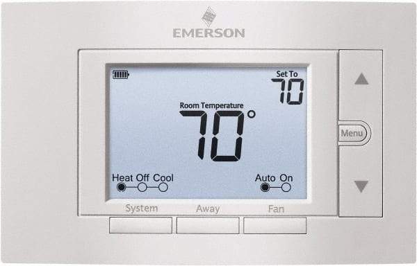 White-Rodgers - 50 to 99°F, 2 Heat, 2 Cool, Digital Nonprogrammable Thermostat - 20 to 30 Volts, 1.77" Inside Depth x 1.77" Inside Height x 5-1/4" Inside Width, Horizontal Mount - Best Tool & Supply