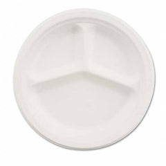 Chinet - Paper Dinnerware, 3-Comp Plate, 9 1/4" Diam, White, 500/Carton - Best Tool & Supply