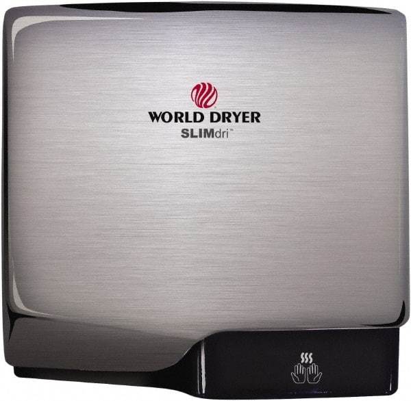 World Dryer - 950 Watt Silver Finish Electric Hand Dryer - 100/120 Volts, 8.3 Amps, 11.43" Wide x 10.7" High x 3.9" Deep - Best Tool & Supply