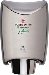 World Dryer - 1200 Watt Silver Finish Electric Hand Dryer - 100/120 Volts, 10 Amps, 9.3" Wide x 12-1/2" High x 7.6" Deep - Best Tool & Supply