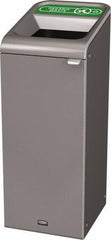 Rubbermaid - 15 Gal Gray Rectangle Decorative Indoor Single Stream Waste Receptacle - Metal, Organic Waste Graphic, 37.965" High x 14.784" Long x 19-1/2" Wide, Lid Included - Best Tool & Supply