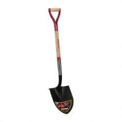 Razor-Back - 12" High x 8-3/4" Wide Round Steel Shovel - 30" Long Steel & Wood D-Grip Handle, Rolled - Best Tool & Supply