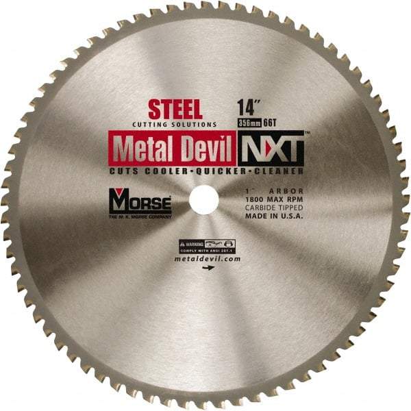 M.K. MORSE - 14" Diam, 1" Arbor Hole Diam, 66 Tooth Wet & Dry Cut Saw Blade - Steel, Standard Round Arbor - Best Tool & Supply