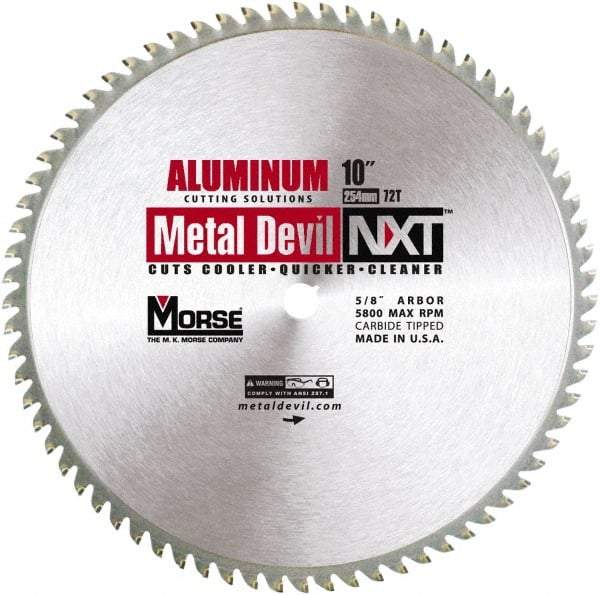 M.K. MORSE - 10" Diam, 5/8" Arbor Hole Diam, 72 Tooth Wet & Dry Cut Saw Blade - Steel, Standard Round Arbor - Best Tool & Supply