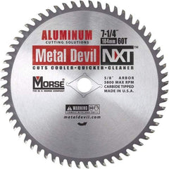 M.K. MORSE - 7-1/4" Diam, 5/8" Arbor Hole Diam, 60 Tooth Wet & Dry Cut Saw Blade - Steel, Standard Round Arbor - Best Tool & Supply