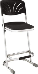 NPS - 24 Inch High, Stationary Square Seat with Steel Backrest - 16-1/4 Inch Deep x 16-3/4 Inch Wide, Plastic Seat, Black and Chrome - Best Tool & Supply