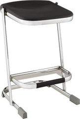 NPS - 24 Inch High, Stationary Fixed Height Stool - 16-1/4 Inch Deep x 16-3/4 Inch Wide, Plastic Seat, Black and Chrome - Best Tool & Supply