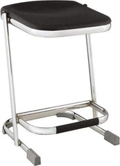 NPS - 22 Inch High, Stationary Fixed Height Stool - 16-1/4 Inch Deep x 16-3/4 Inch Wide, Plastic Seat, Black and Chrome - Best Tool & Supply