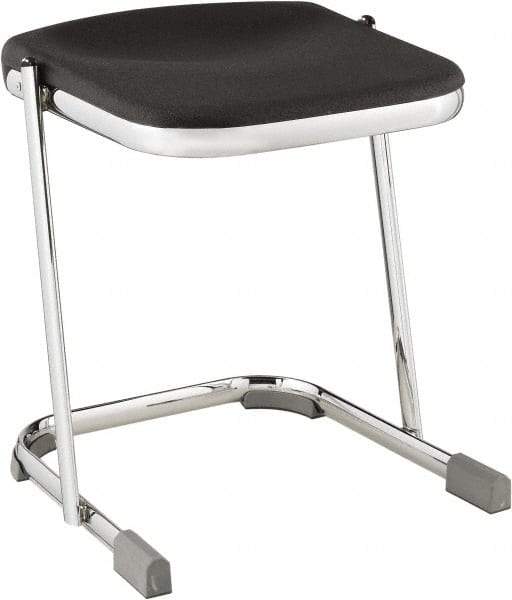 NPS - 18 Inch High, Stationary Fixed Height Stool - 16-1/4 Inch Deep x 16-3/4 Inch Wide, Plastic Seat, Black and Chrome - Best Tool & Supply